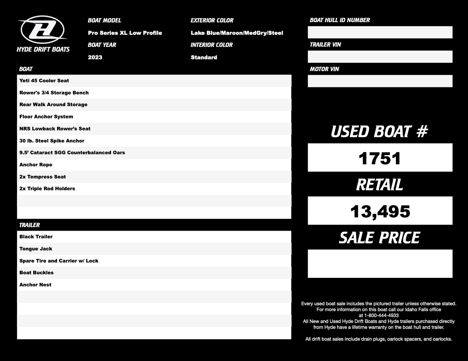 2023 Hyde Drift Boats XL Low Profile