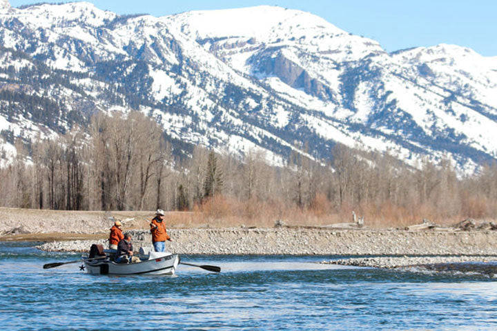 Drift boat on the South Fork of the Snake River